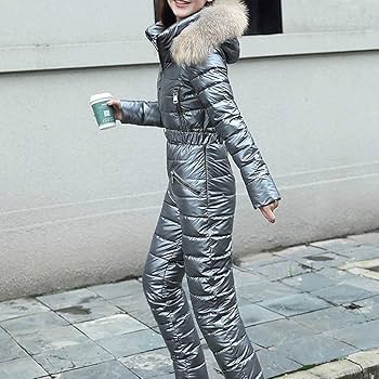値下げ　大きいサイズ　スノボージャンプスーツ Amazon.co.jp: N/A 冬の女性のファッションの毛皮のフード付き