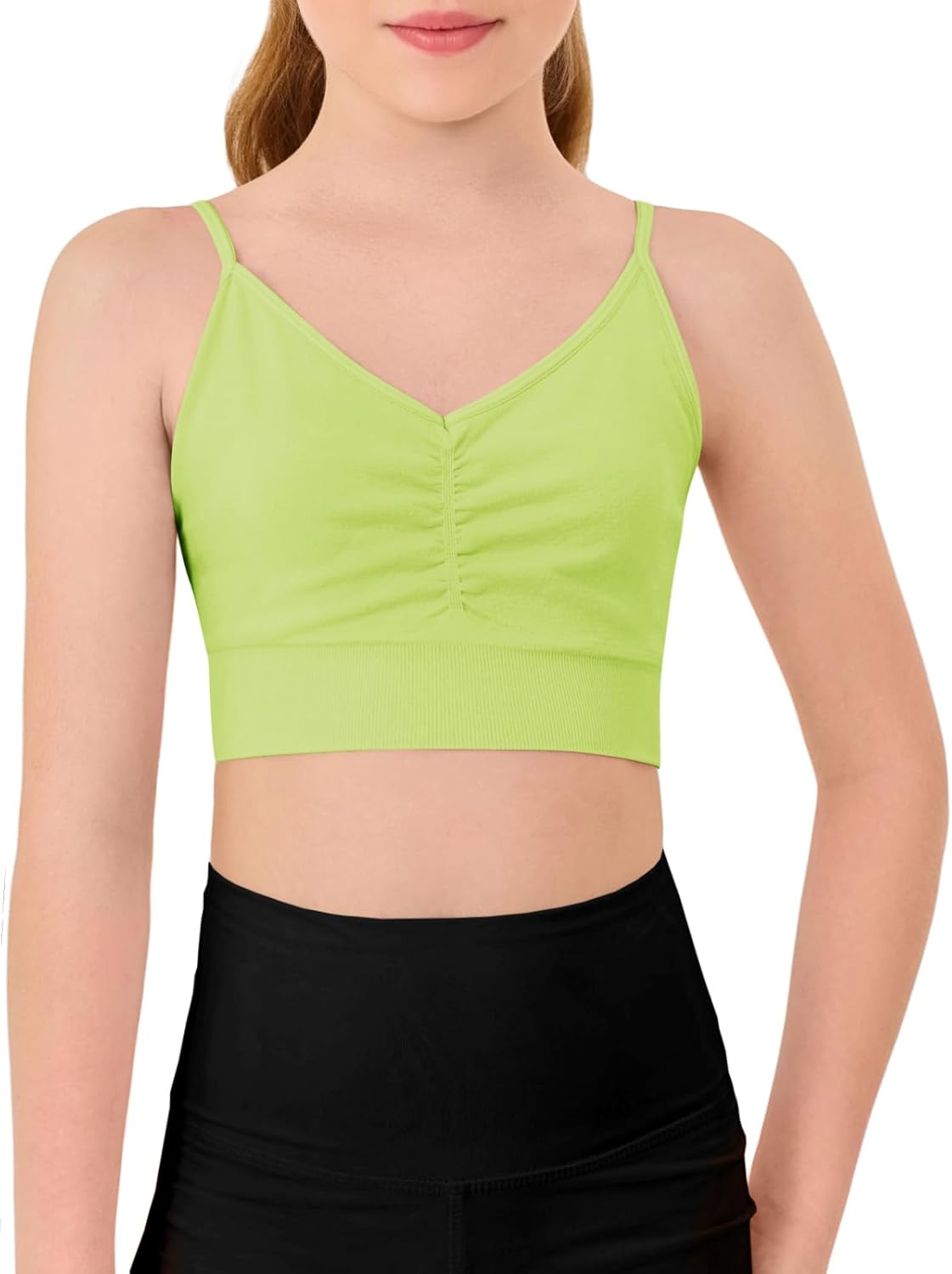 Haloumoning Girls Training Bra Kids Adjustable Sports Bra Yoga Dance Crop Top 5-14 Years