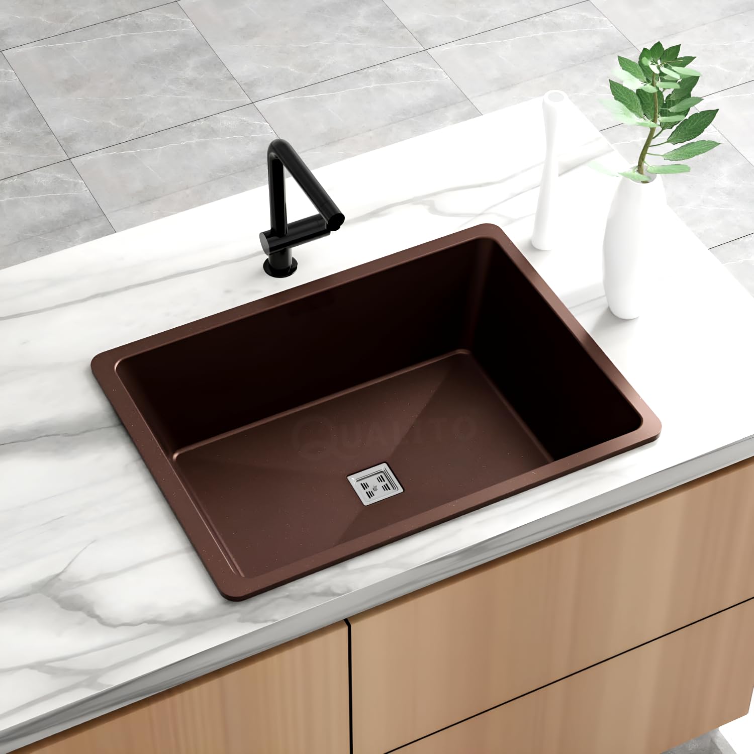QUALITO Quartz Kitchen Sink - Durable & Soundproof -11