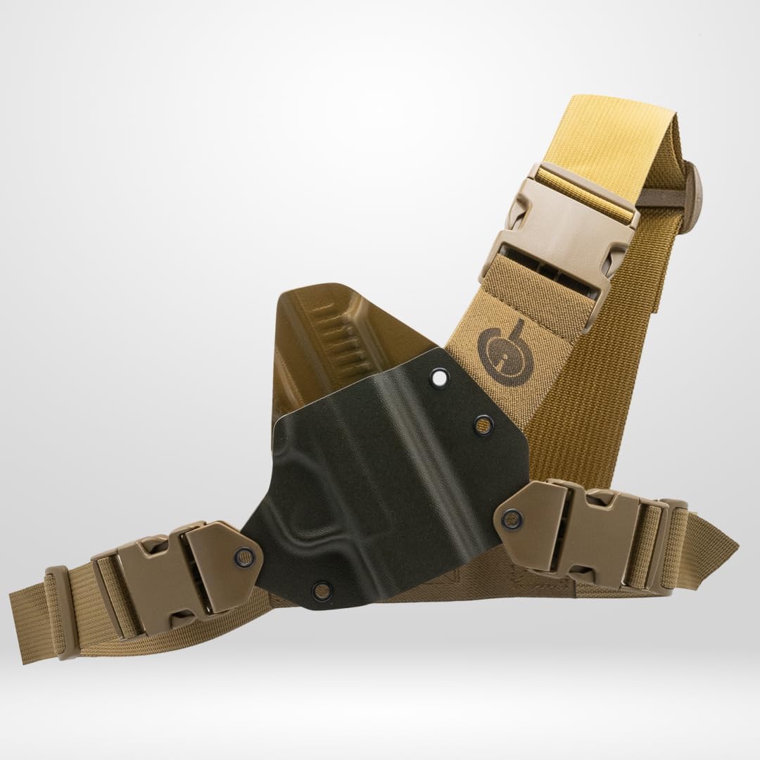 Kenai Chest Holster for a Springfield XDM 10mm (MAS Grey/Coyote)