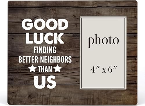 Miniatura 2 de Regalos para vecinos, regalo de agradecimiento para vecinos, marco de fotos de madera rústica, regalo de despedida (para fotos de 4 x 6 pulgadas)