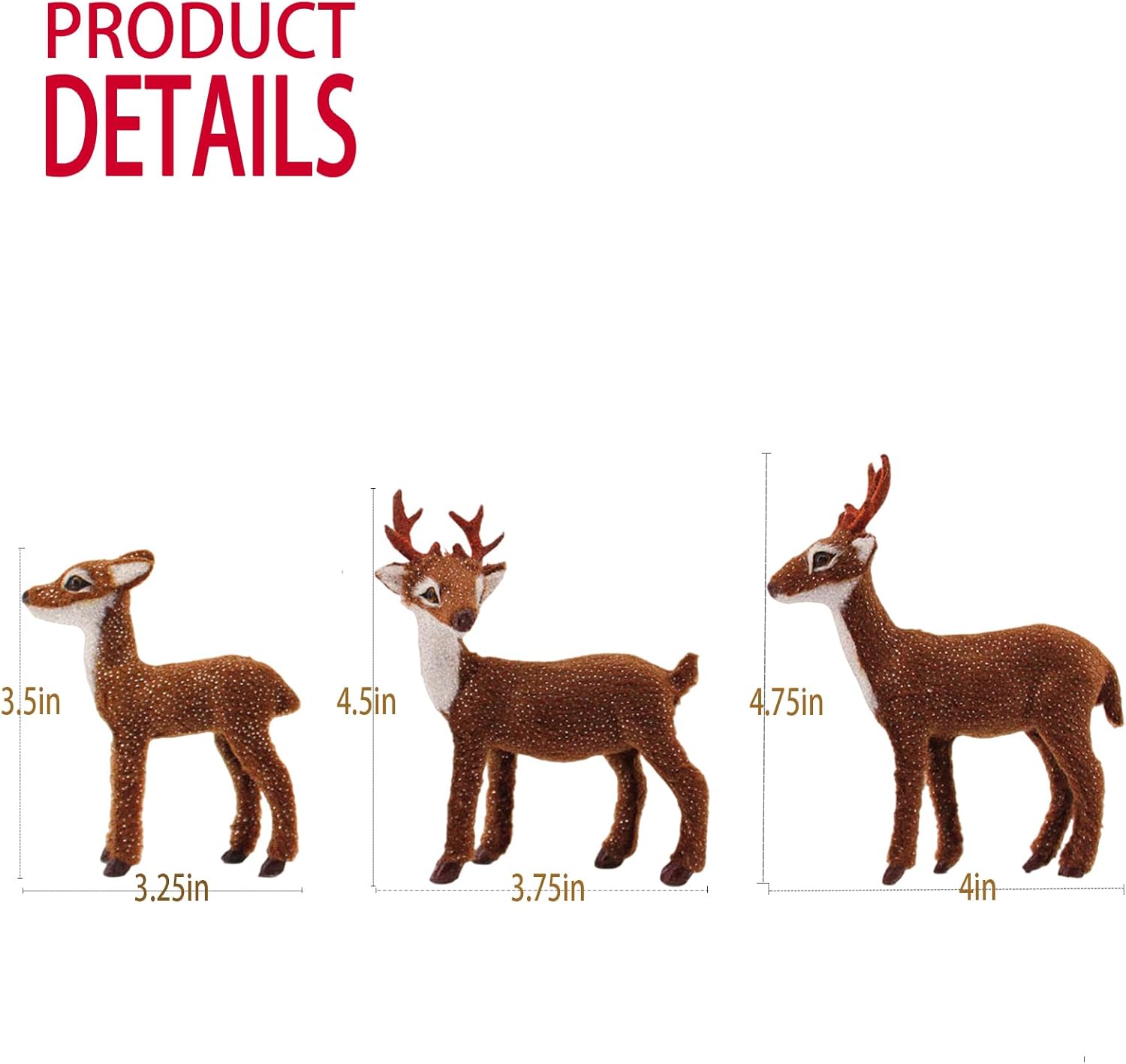 3 Pcs Christmas Reindeer Decor, Festive Holiday Decorations, Rustic Elk Ornaments, Handcrafted Tabletop Decor for Home, Office, Fireplace, Mantle (Brown)