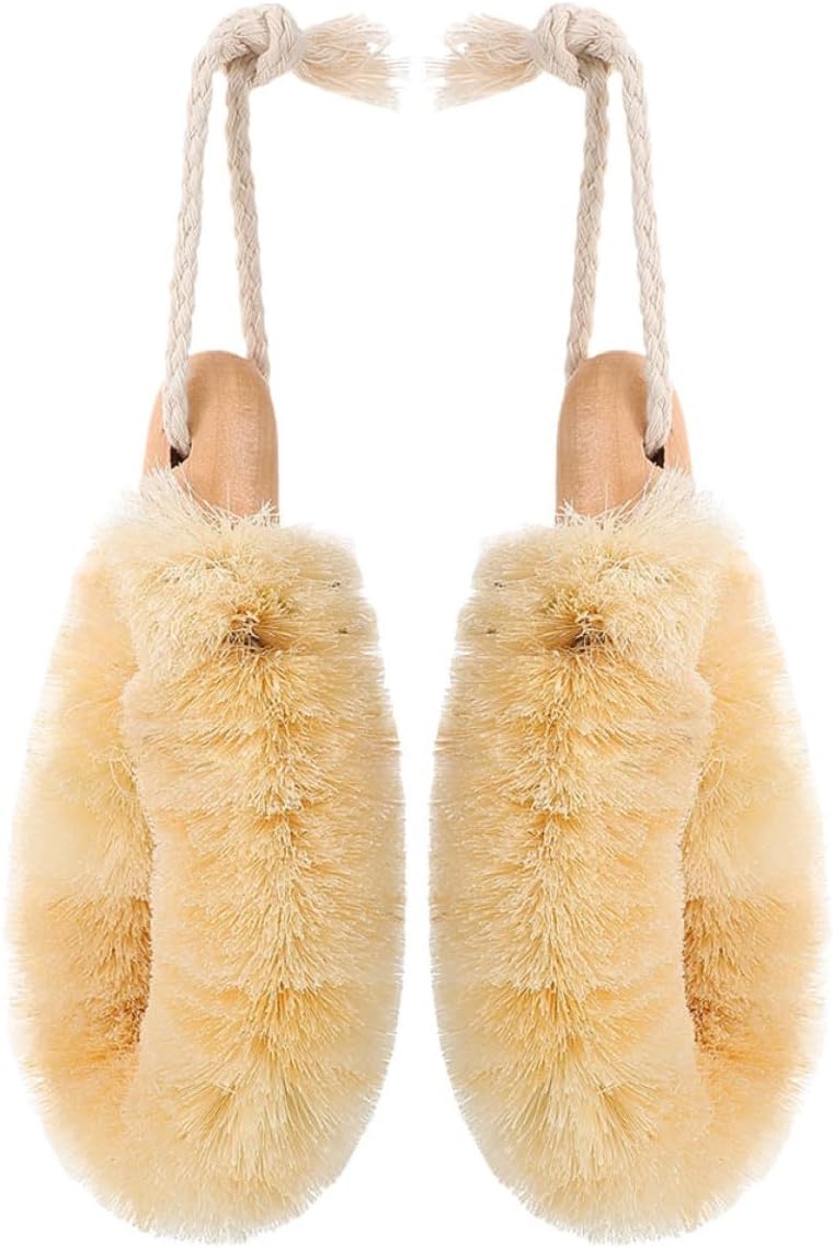 2pcs Natural Sisal Body Scrubbers Exfoliating Bath Brushes Small Size Dry Brush Set for Shower and Skin Cleansing