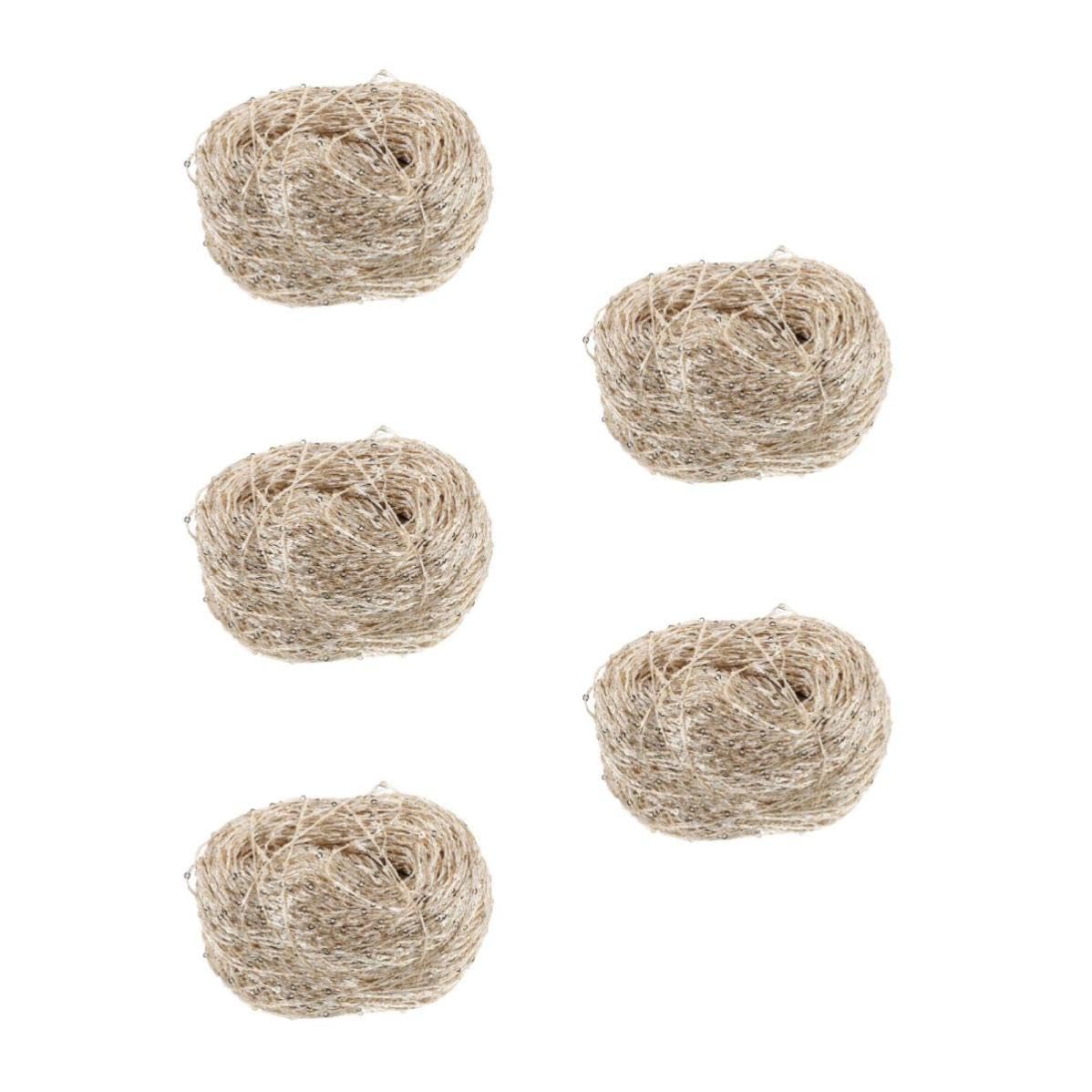 Kisangel 5 Rollos Hilo de Lentejuelas para Crochet y Tejer Bufandas, 70m,