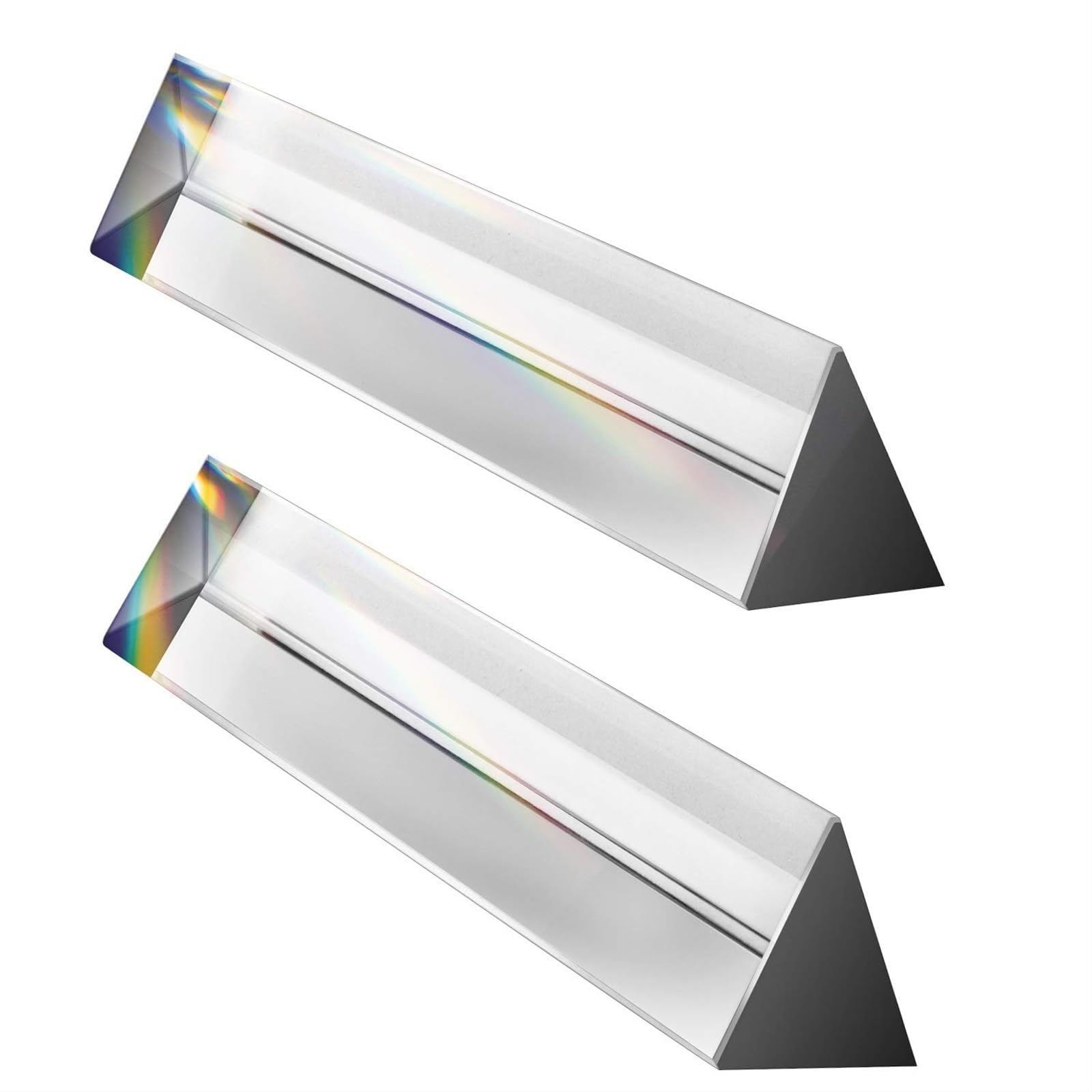 2 Pack 6"Prism Crystal Optical Glass Triangular Prism for Photography Kids Science Glass Crystal Triangular Prism Teaching Light Spectrum Physics and Taking Photos Pictures