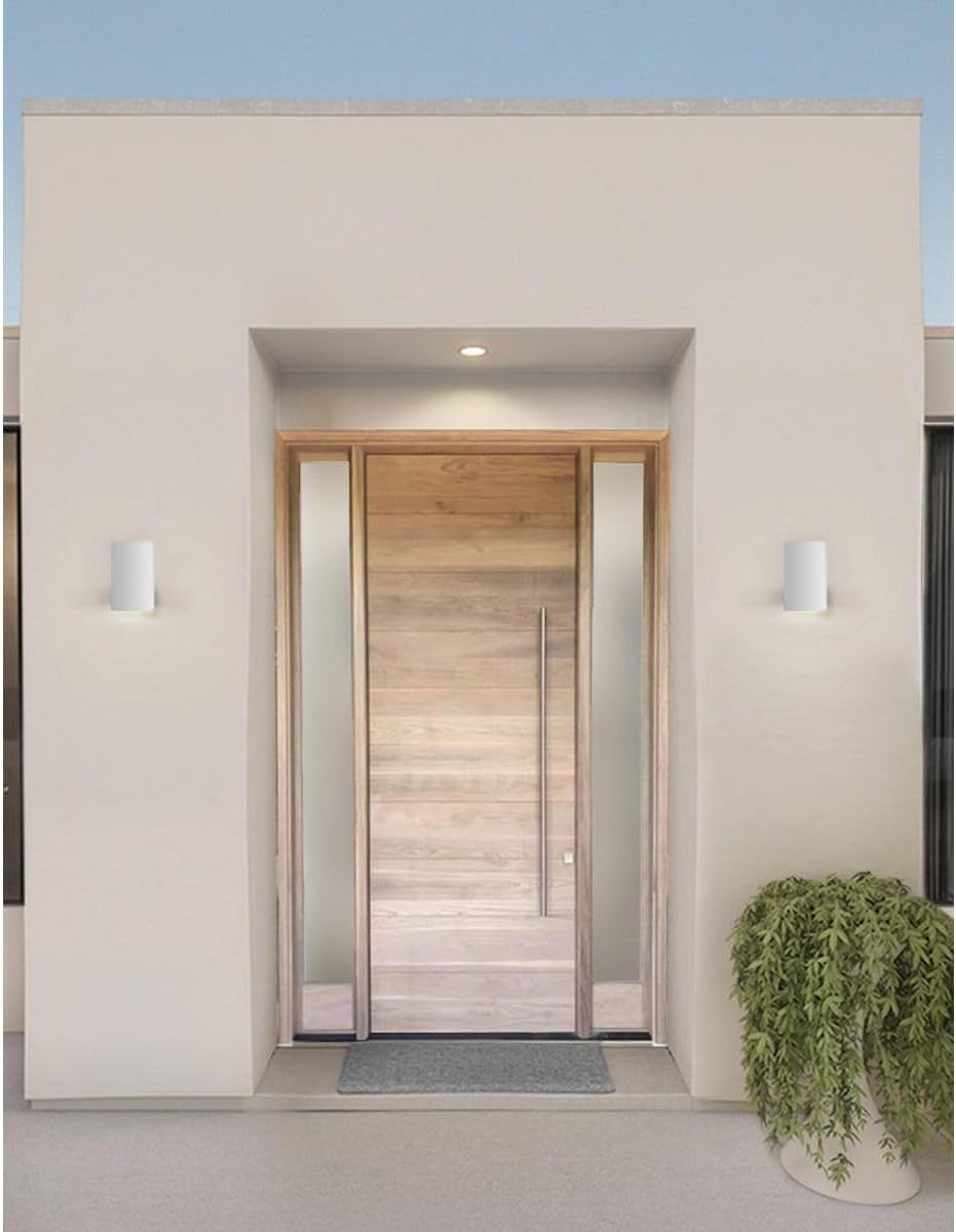Progress Lighting 5-Inch Cylinder Outdoor Wall Sconce, 1-Light Modern Wall Mount Light, Interior and Exterior Lighting for Home or Porch, Aluminum Construction, White (P5674-30)