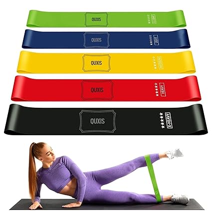 QUXIS Resistance Bands Mini Loop Hip Band/Toning Exercise Band for Gym Booty Belt/Latex Band/Thera Band/Theraband for Fitness, Multicolor (Set of 5)