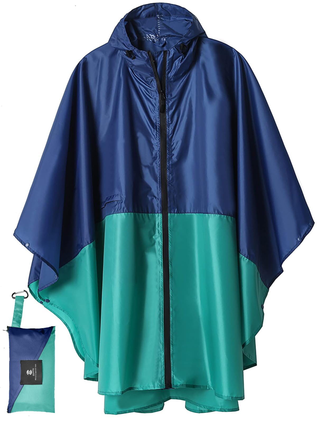 SaphiRose Adult Rain Poncho Waterproof Hooded Zipper Raincoat with Pockets
