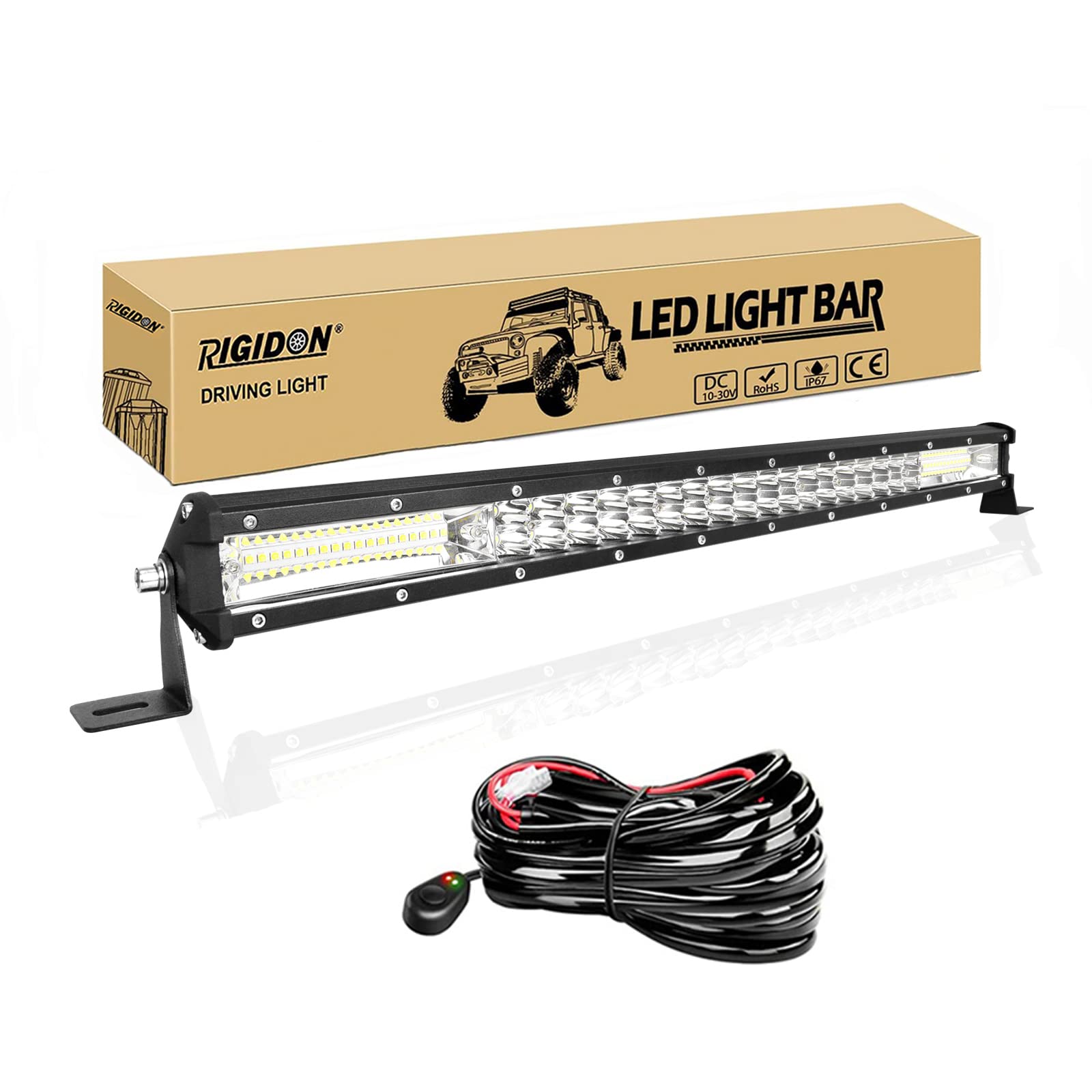 RIGIDON24 inch 216W Single Row Slim LED Light Bar LED Pods Lights,Spot Flood Combo Beam LED Work Light Bar IP67 Fog Lights bar for Boat ATV UTV Trucks SUV Tractors with Wire