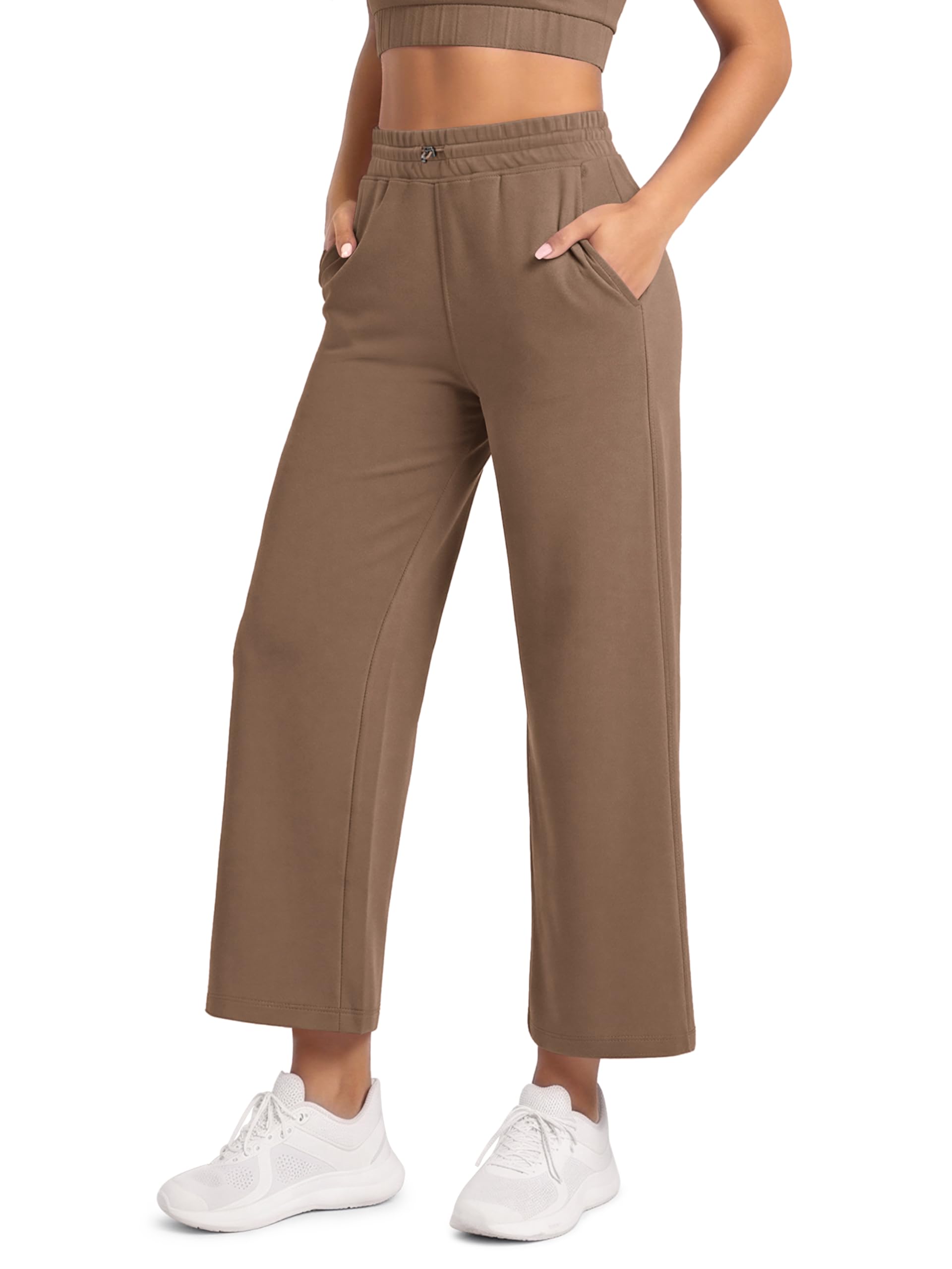 ODODOS Women's Modal Soft Wide Leg Pants with Pockets Adjustable Shockcord High Waist Casual Lounge Pants-27/29/31" Inseam
