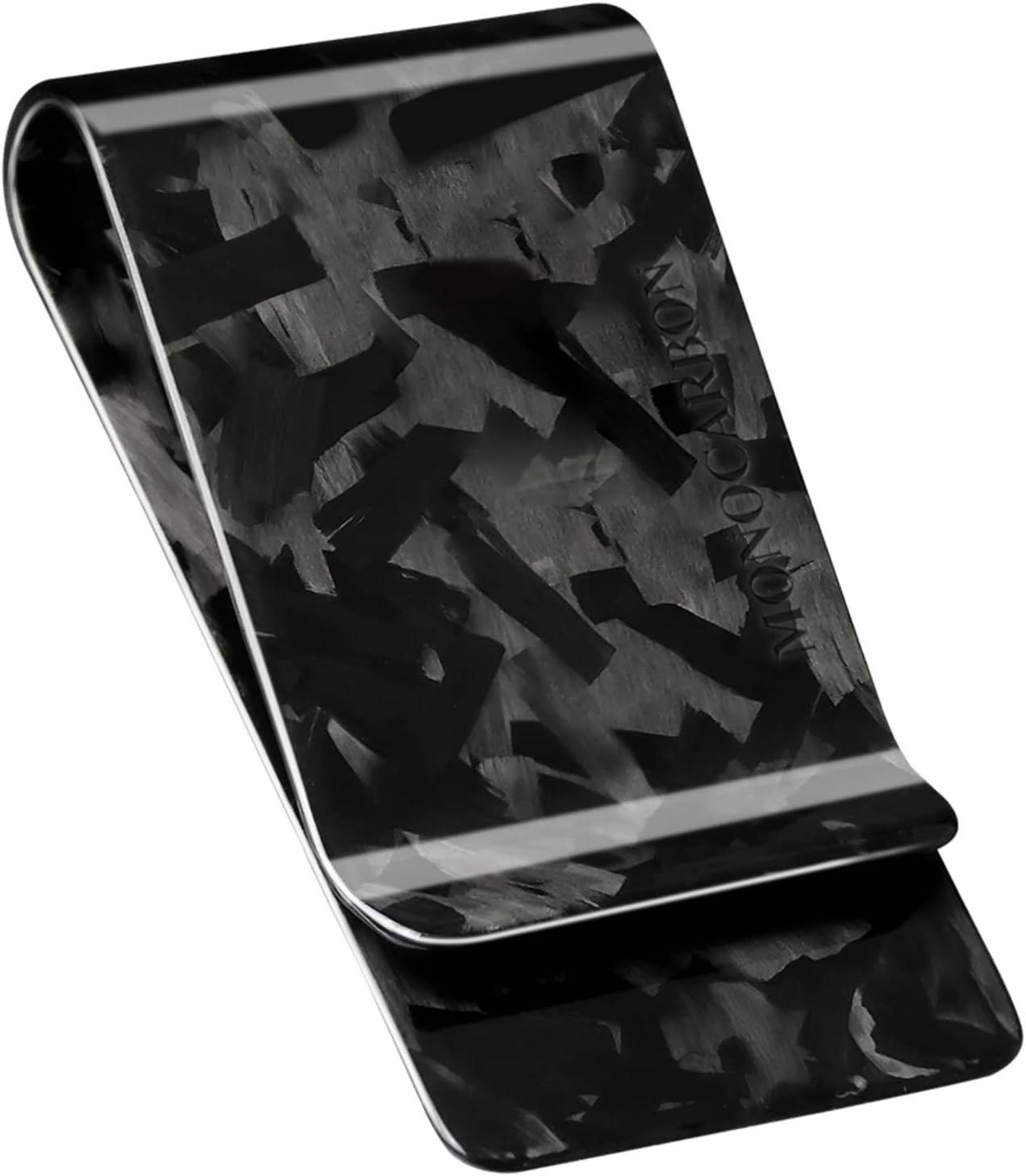 MONOCARBON Carbon Fiber Money Clip for Cash and Credit Cards Money Holder Clip for Men Minimalist Money Clips Credit Card Holder Wallet, Glossy Forged Black,