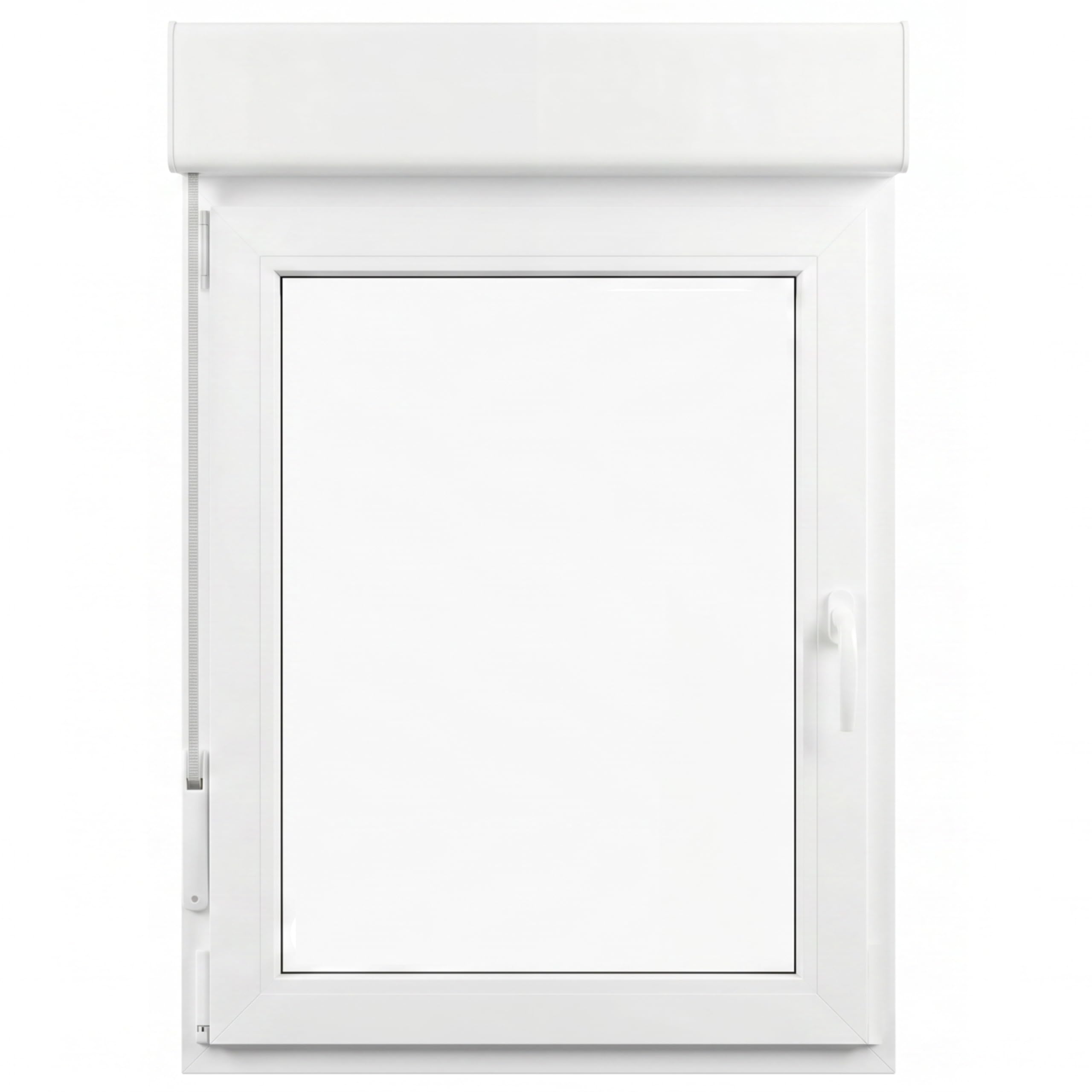 Ventana PVC Reforzada con Persiana | 70x115,5 | Oscilobatiente Izquierda | Cristal Climalit Transparente | Perfil Aluplast | Blanca | No amarillea, Ruido <45db, Aislamiento Térmico | 24/48h