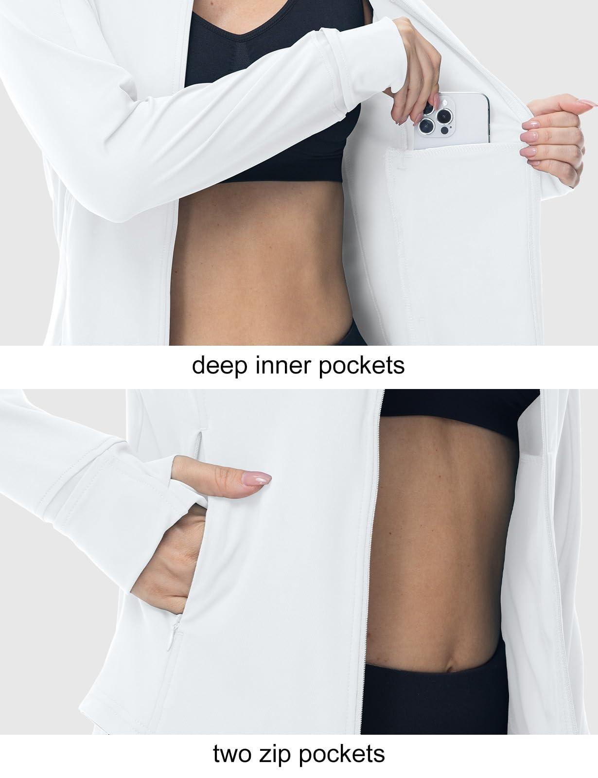 BGOWATU Women's Workout Jacket Lightweight Zip up Running Athletic Jackets with Thumb Holes — view 7