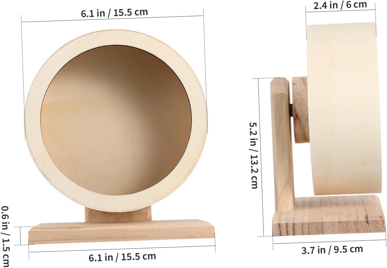 Happyyami Natural Wooden Hamster Wheel for Small Animals Pet Exercise Wheel Non Run Disc