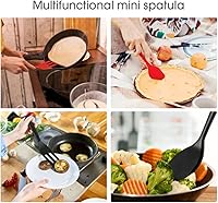 Vista 3 de Juego de 2 espátulas para servir de silicona, espátula ranurada resistente al calor, para cocinar en la cocina. (negro)
