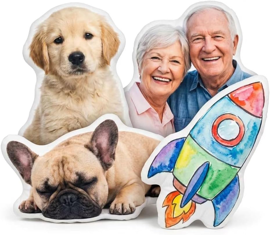 Custom Face Pillow Personalized Photo Pillow, Custom Shaped 3D Printed Face Cushion for Pet Lovers, Couples, Friends, Soft Plush Memorial Gift for Birthday Christmas Anniversary (24 Inches)