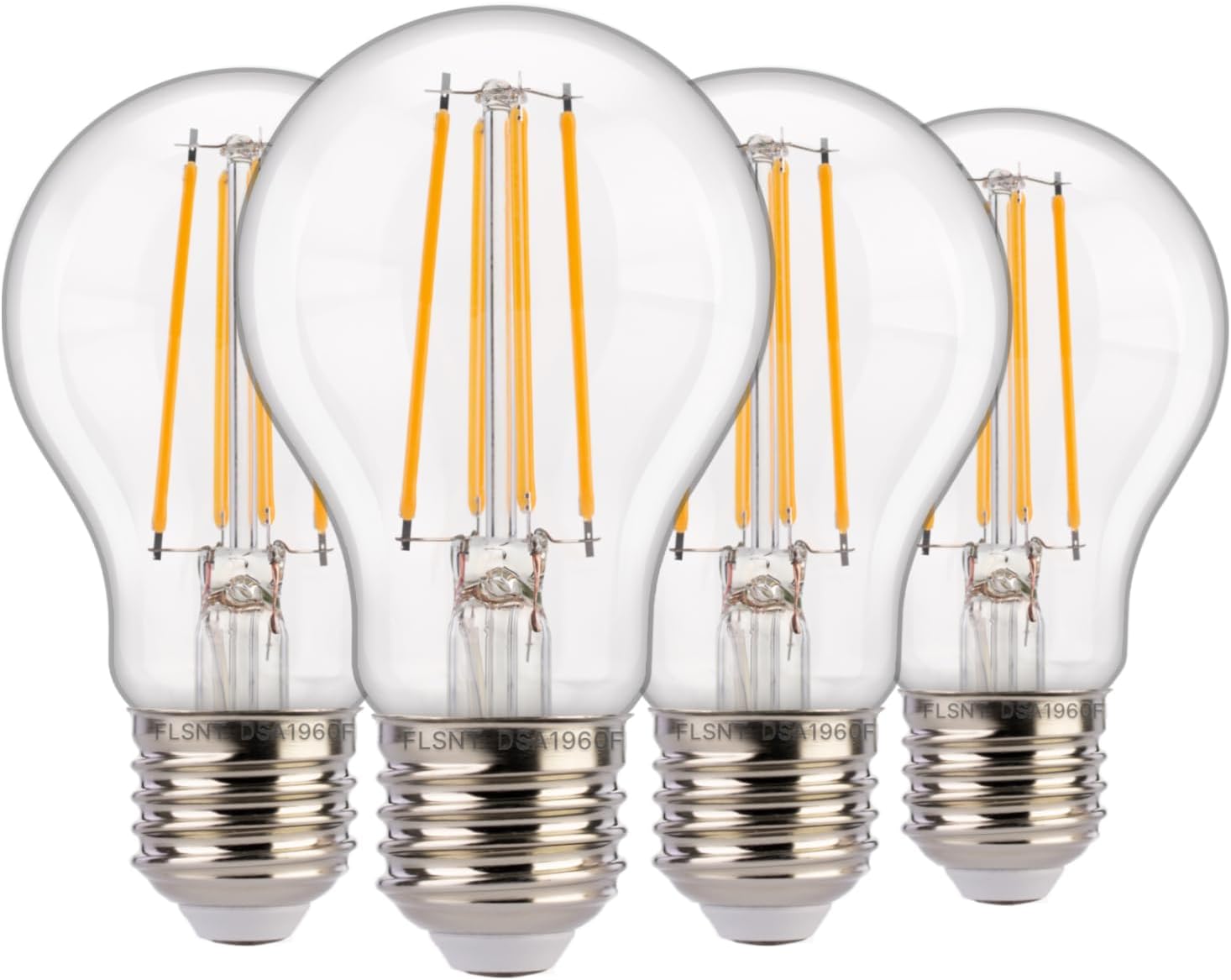 FLSNT Dusk to Dawn Outdoor Sensor A19 LED Edison Bulbs,7W (60W Eqv.), 800LM,Vintage Filament E26 Base, Auto On/Off Photocell Automatic for Energy-Efficient Outdoor Lighting, 2700K Soft White, 4 Pack