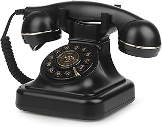 Sangyn Retro Landline Telephone Adjustable Ringer Volume Vintage Phone with Redial Function Corded Desk Old Phone for Home Office Hotel, Black