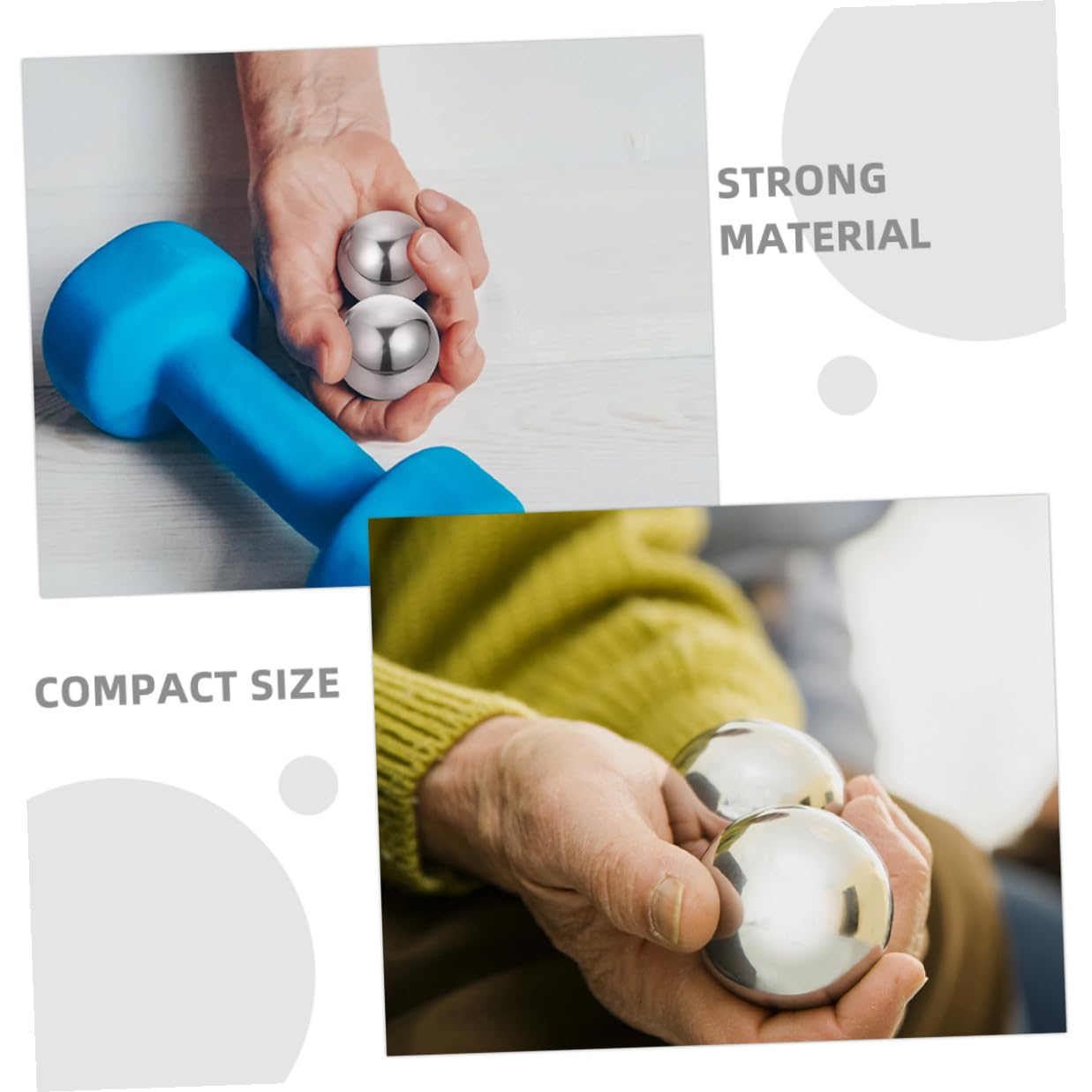 Massageball Satz 1 Paar aus Edelstahl, Silber, für Handübungen