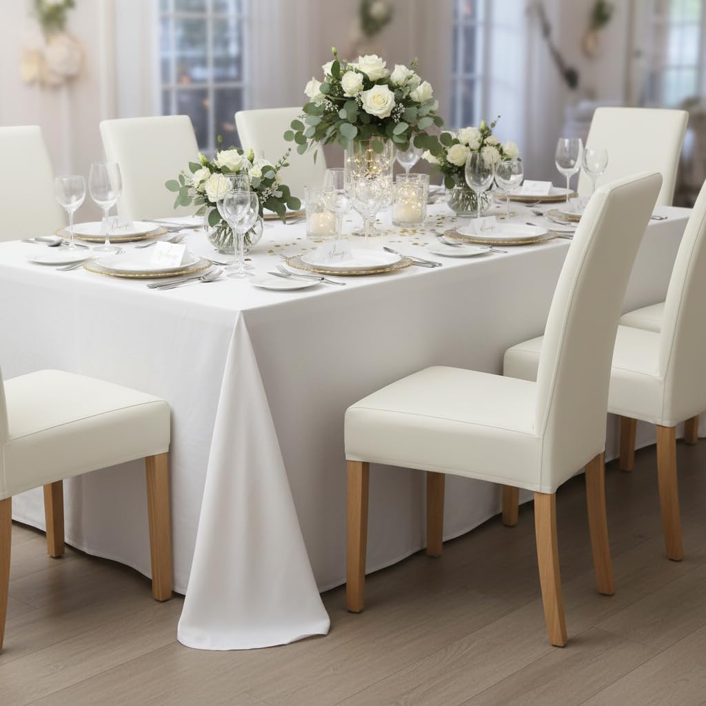 Lot de 4 Housses de Chaise de Salle à Manger en Similicuir PU imperméable et Extensible (crème, 4)