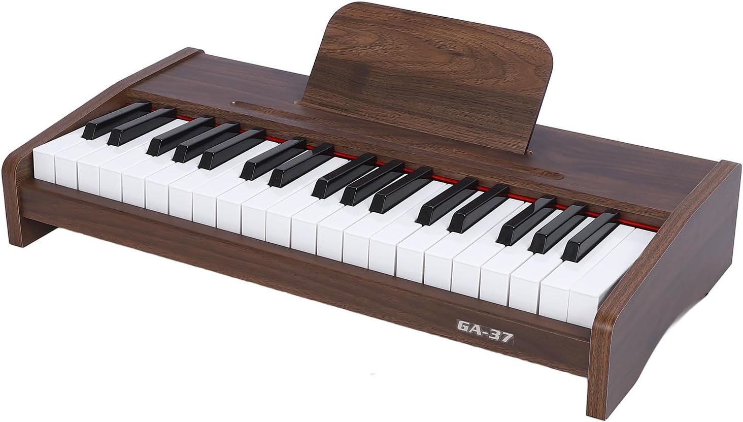 Rengue 37 Key Keyboard Piano, Walnut Wood Grain Design, Portable Electric Keyboard for Beginners with Music Stand and Standard Key Size