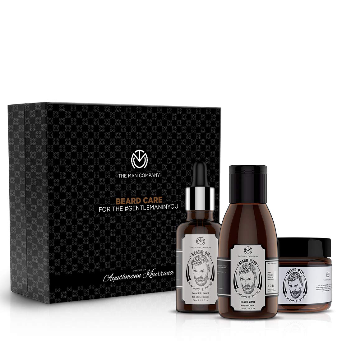 The Man CompanyBeard Growth Kit Almond & Thyme Beard Oil 30Ml+ Beard Wash 100Ml+ Beard Wax 50Gm Nourishment & Growth 100% Natural, Paraben & Sls Free
