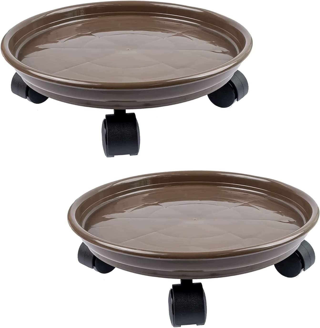 2Pcs Plant Caddy,Planter Pot Mover, Plant Pot Pallet Dolly Caster with Universal Wheels, Round Movable Planter Dolly Trolley Tray Pallet Outdoor Indoor Tree Flower Stand Planter (11.8 inch+2pcs+brown) NOT ACTUAL ITEM  INCOMPLETE 