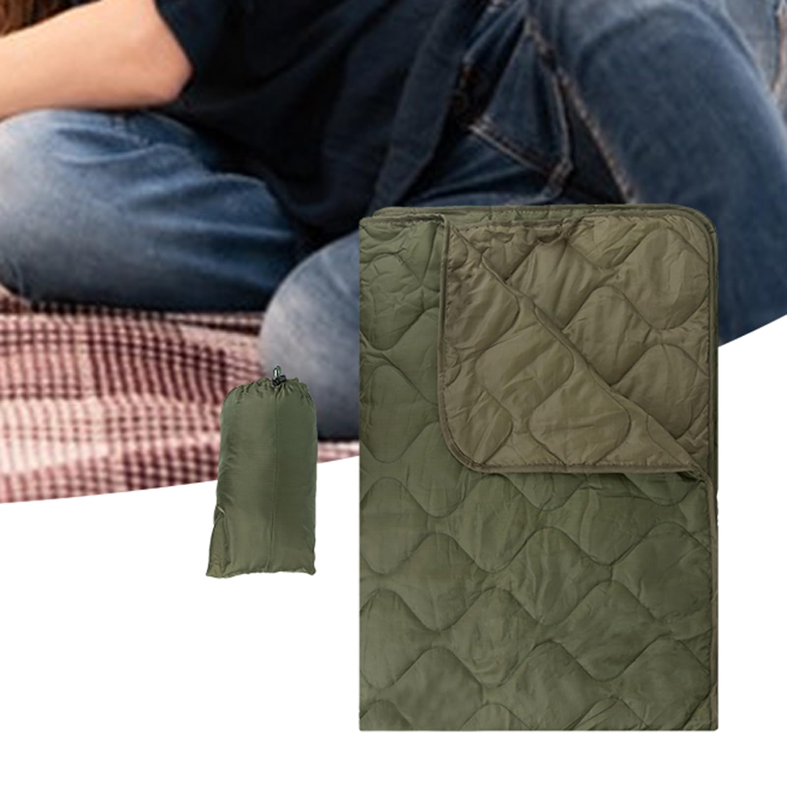 Coperta da campeggio, coperta da campeggio pieghevole, coperta da viaggio | per esterni, pieghevole, antivento, calda e leggera, per zaino, per stadio, aereo, escursionismo