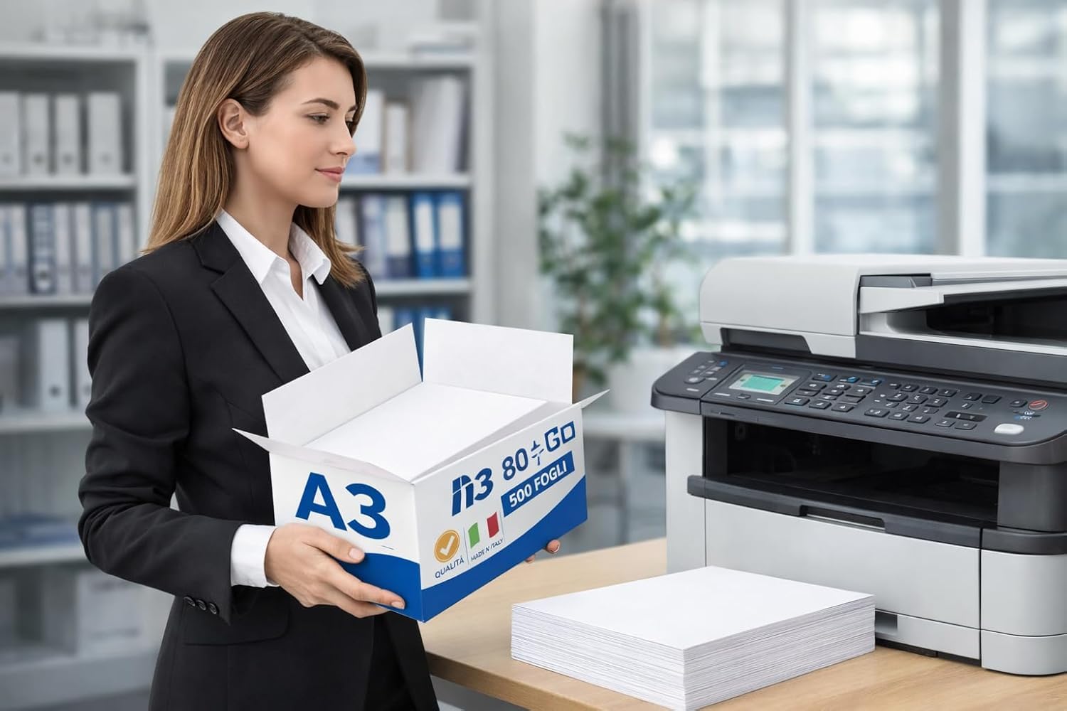 Risma Carta Formato A3 per Stampanti Fotocopiatrici multifunzione Laser e Inkjet, Bianca, 80 g/m², Qualità Naviator adatta per Ufficio, Scuola, Locandine, Libri e Cataloghi (2 Risme - 1000 Fogli)