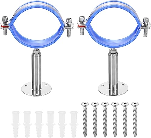 Miniatura 25 de HARFINGTON Juego de 2 soportes de montaje en pared para montaje en techo de acero inoxidable 304 Abrazadera de soporte de tubo ajustable