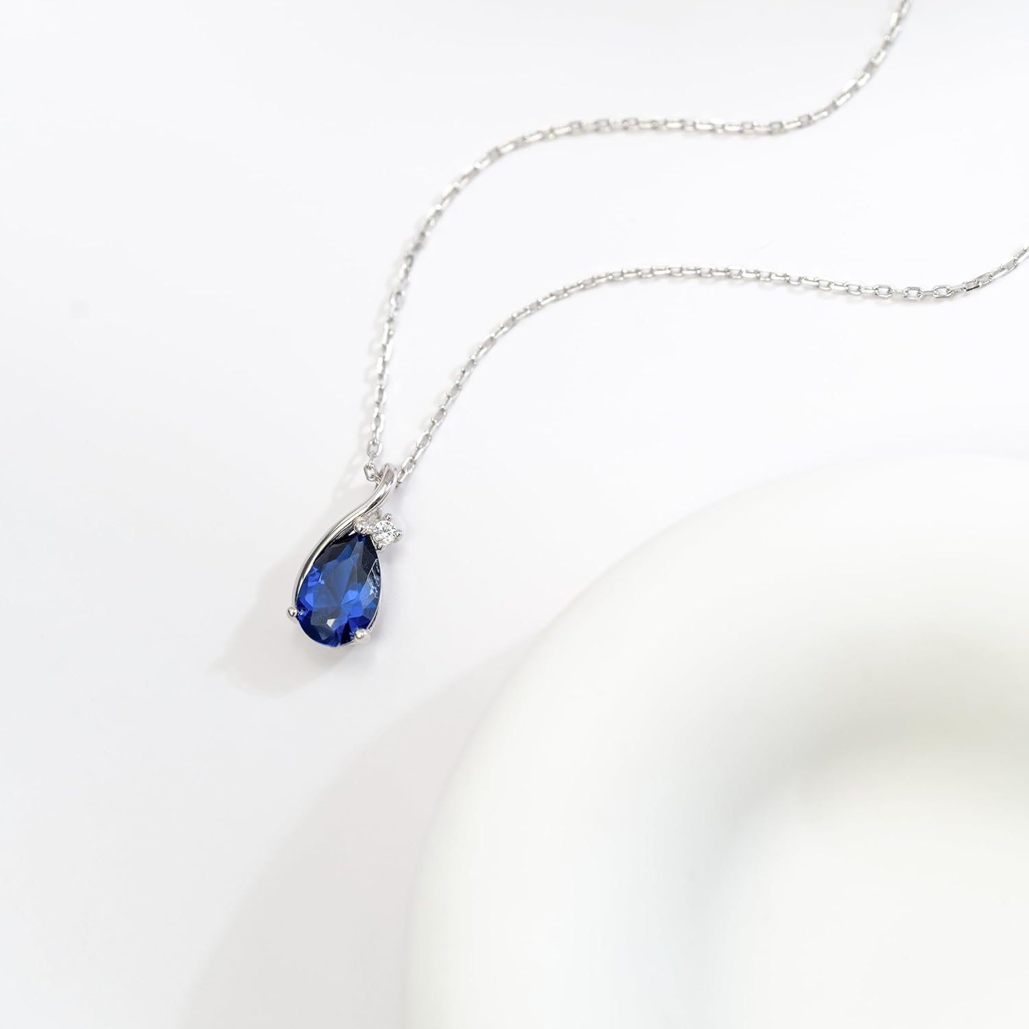 immobird Dainty Infinity Necklace with Teardrop Birthstone Pendant 925 Sterling Silver Birthstone Necklaces for Women Pear-shape Necklace Gift for Her Small Elegant Birthday Jewel for Women - Image 3