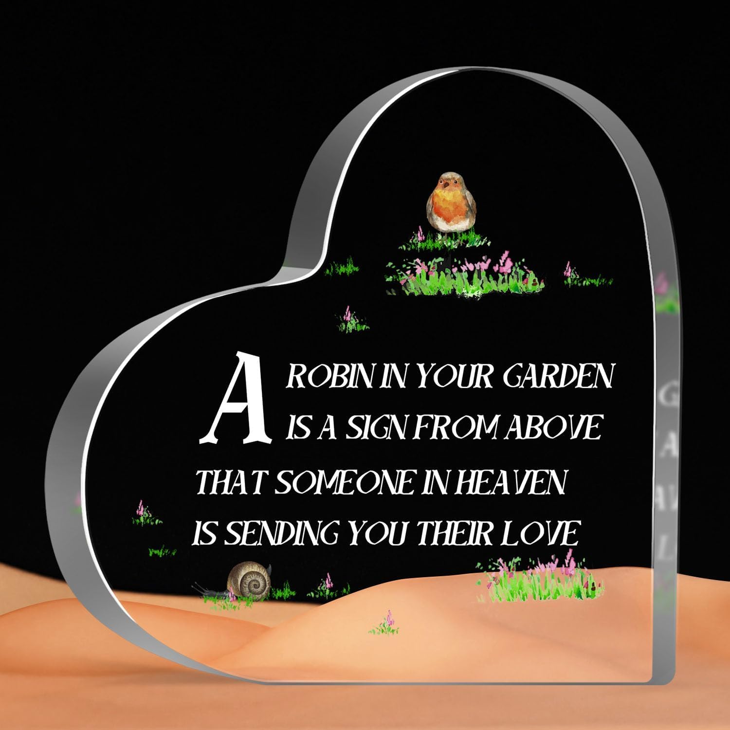 Sympathy Memorial Gifts for Loss of Loved One, Loss of Father Mother Sympathy Gifts, Bereavement Condolences Grief Gifts, Funeral Memorial Decor Sign Sunflower, Robin In Your Garden Sign