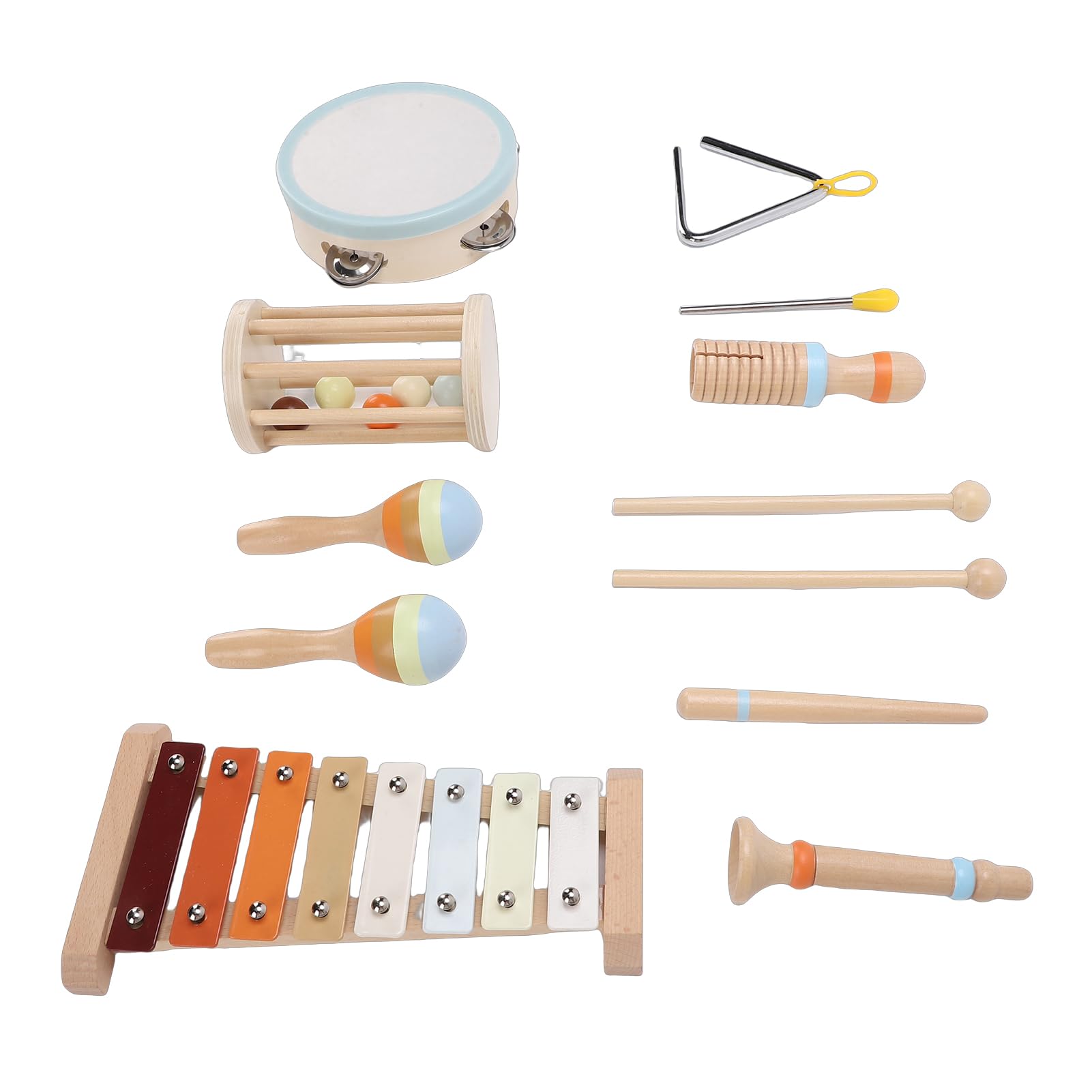 Generic Set di Strumenti Musicali Educativi per Percussioni Musicali in Legno per Bambini Aula in Legno di Faggio 13 Pezzi