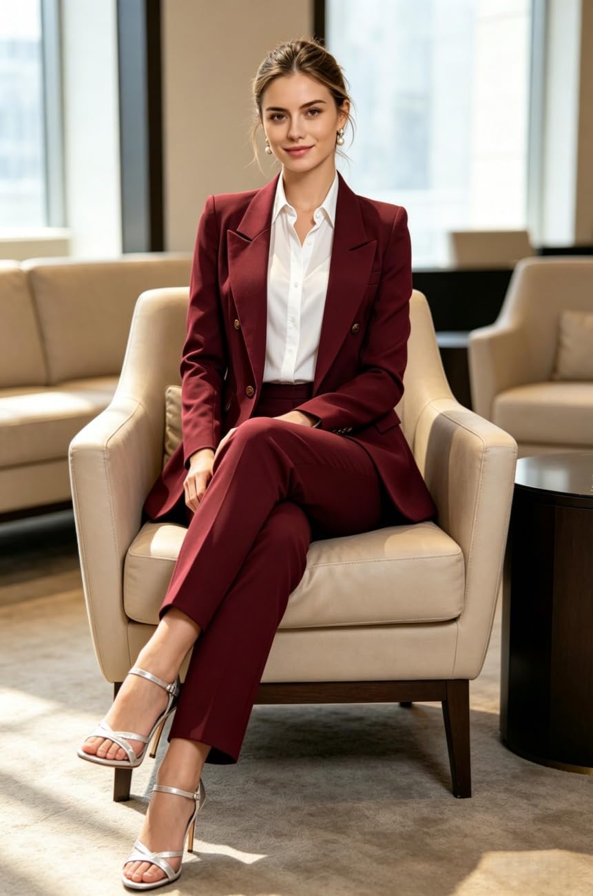 Abito da lavoro slim fit da donna con bavero a punta per ufficio da lavoro per le donne