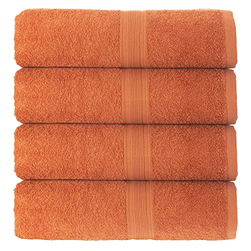 leevitex® Handtuch 4er Set aus 100% Baumwolle, weich und saugstark | 500 g/m² | 50 x 100 cm | Terrakotta