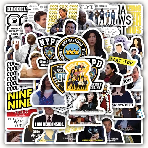60Pcs Stickers Brooklyn Decal Nine Vinyl Waterproof for Water Bottle Cup Laptop Guitar Skateboard Luggage Box Scrapbook Journal