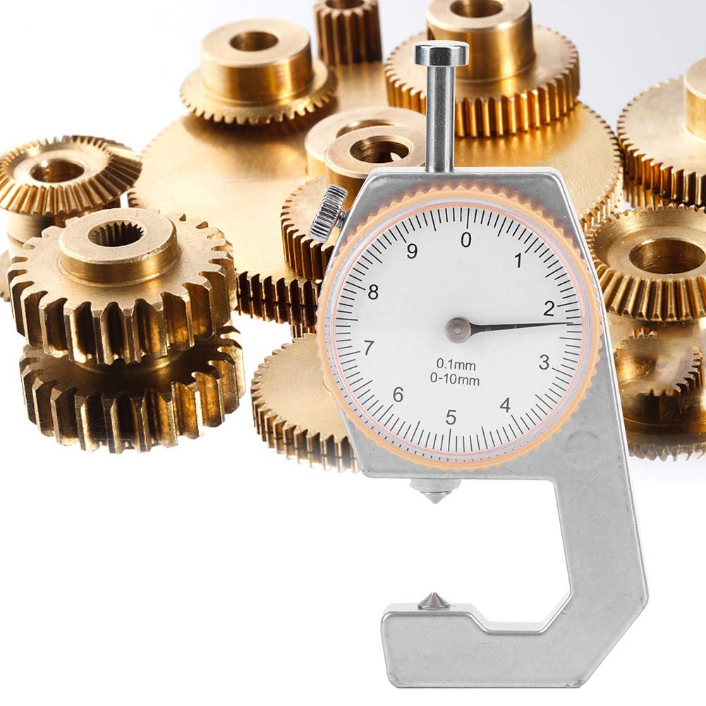 Dial Thickness Gauge, Flat Head Thickness 0-10mm Tester Dial Measuring Tool for Paper Leather Cloth Paper Film Wire, Portable Accurate Measuring (Pointed Toe: 5.4 X 4.4 X 2.6cm /