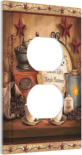 Miniatura 61 de Farmhouse Coffee Primitive Coffee Bean Kitchen 3 Gang Triple Interruptor de Luz de Palanca Cubierta de Placa de Pared Placa Frontal Eléctrica