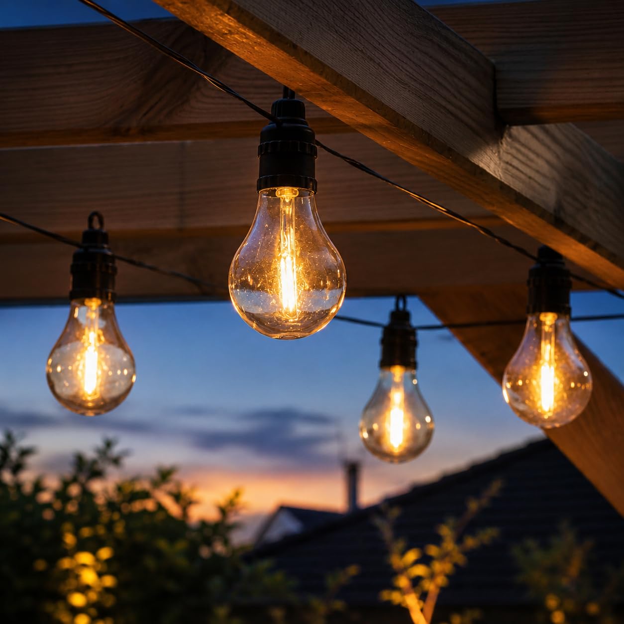 Festive Lights batteriebetriebene Outdoor Lichterkette – 10 bruchsichere LED Birnen – TIMER - 4,50m Beleuchtungslänge – verschiedene Ausführungen, (klare Glühfadenbirnen)