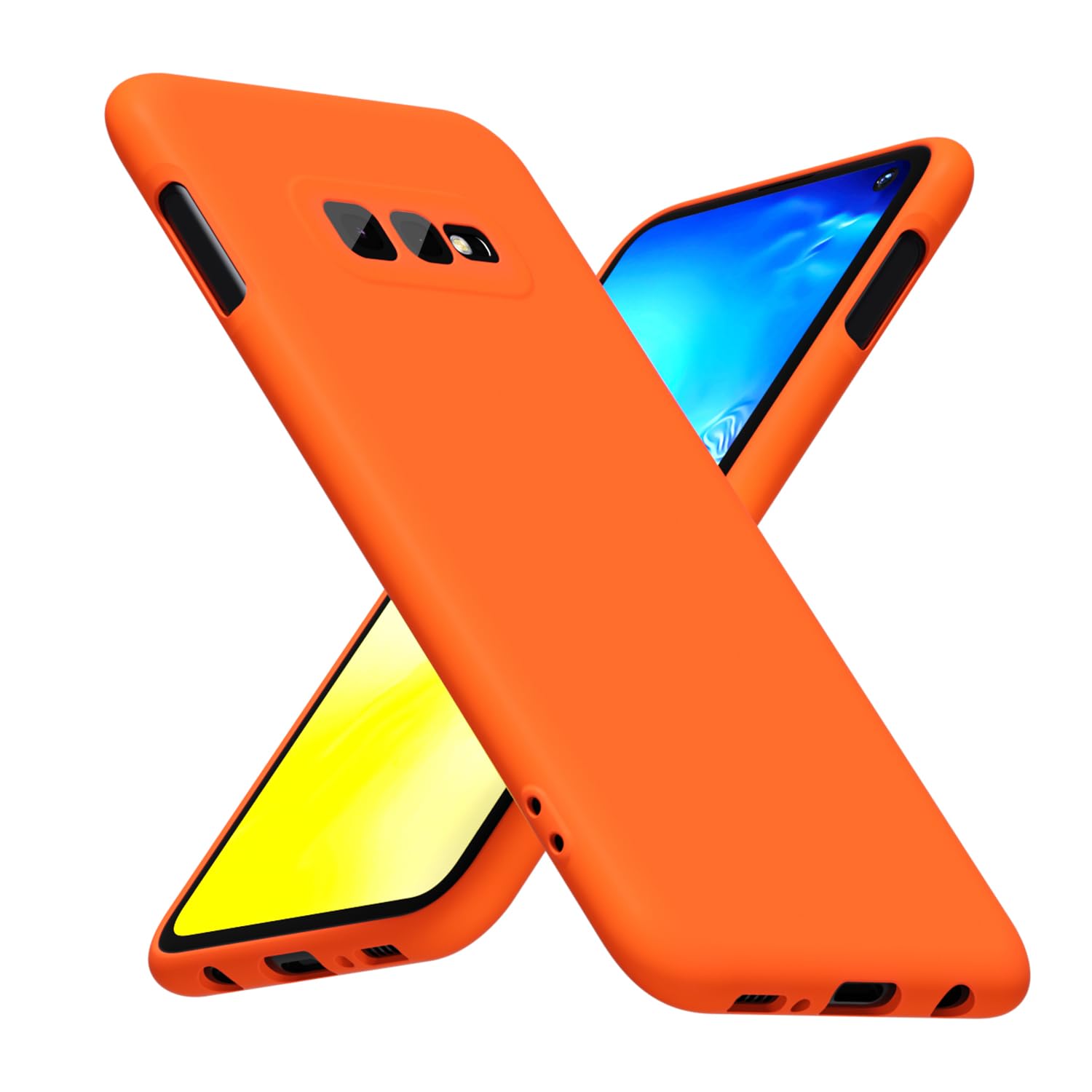 LoeoeL for Samsung Galaxy S10e Phone Case Silicone, Fluorescent Neon Orange Bright Color Matte TPU, Minimalist Ultra Thin Slim Soft Rubber Gel Girly