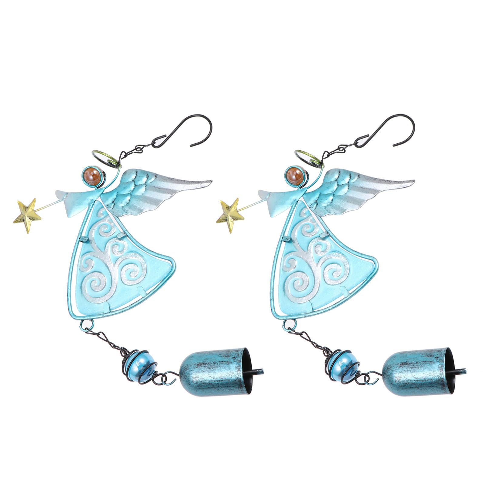 Carillons éoliens ange en verre bleu SEWACC (lot de 2 cloches suspendues)