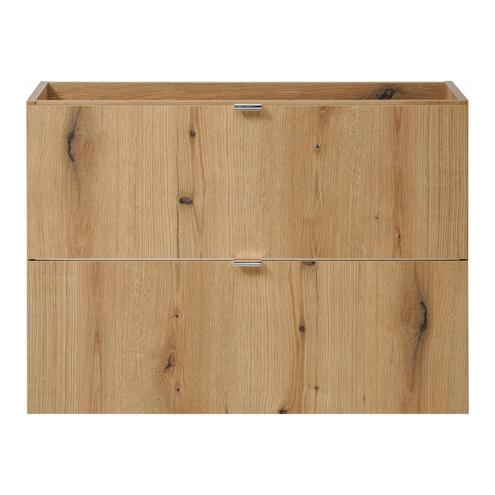 [en.casa] Mueble de Baño con Lavabo Newport Armario Baño con 2 Cajones + Encimera de 80 cm + Lavabo de Cerámica Instalación Mural 80x71x40 cm MDF - Efecto Roble/Blanco