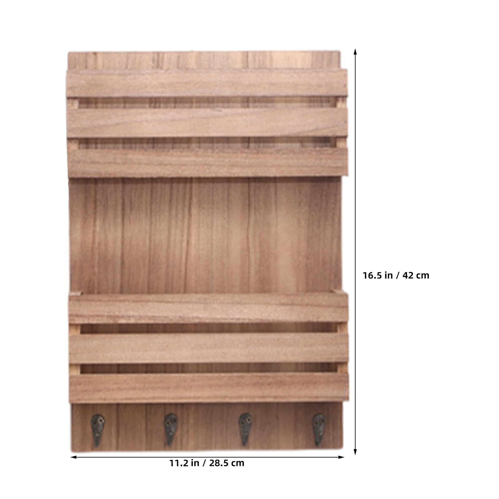 Zerodeko Organizador de correo de madera para montaje en pared con ganchos