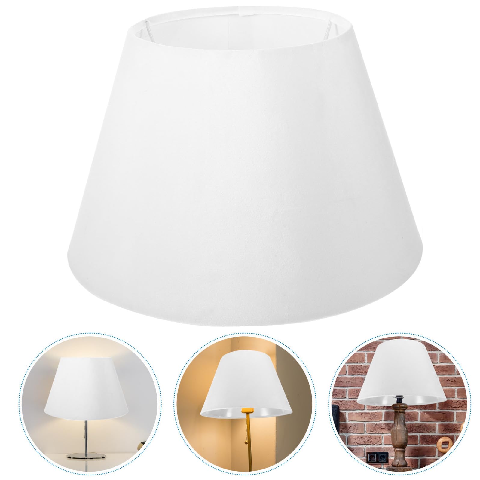 Housoutil Paralume Lampada da Tavolo Bianco e Metallo per Camera da Letto e Soggiorno, Stile Europeo Delicato, Compatibile Attacchi E14 e E27