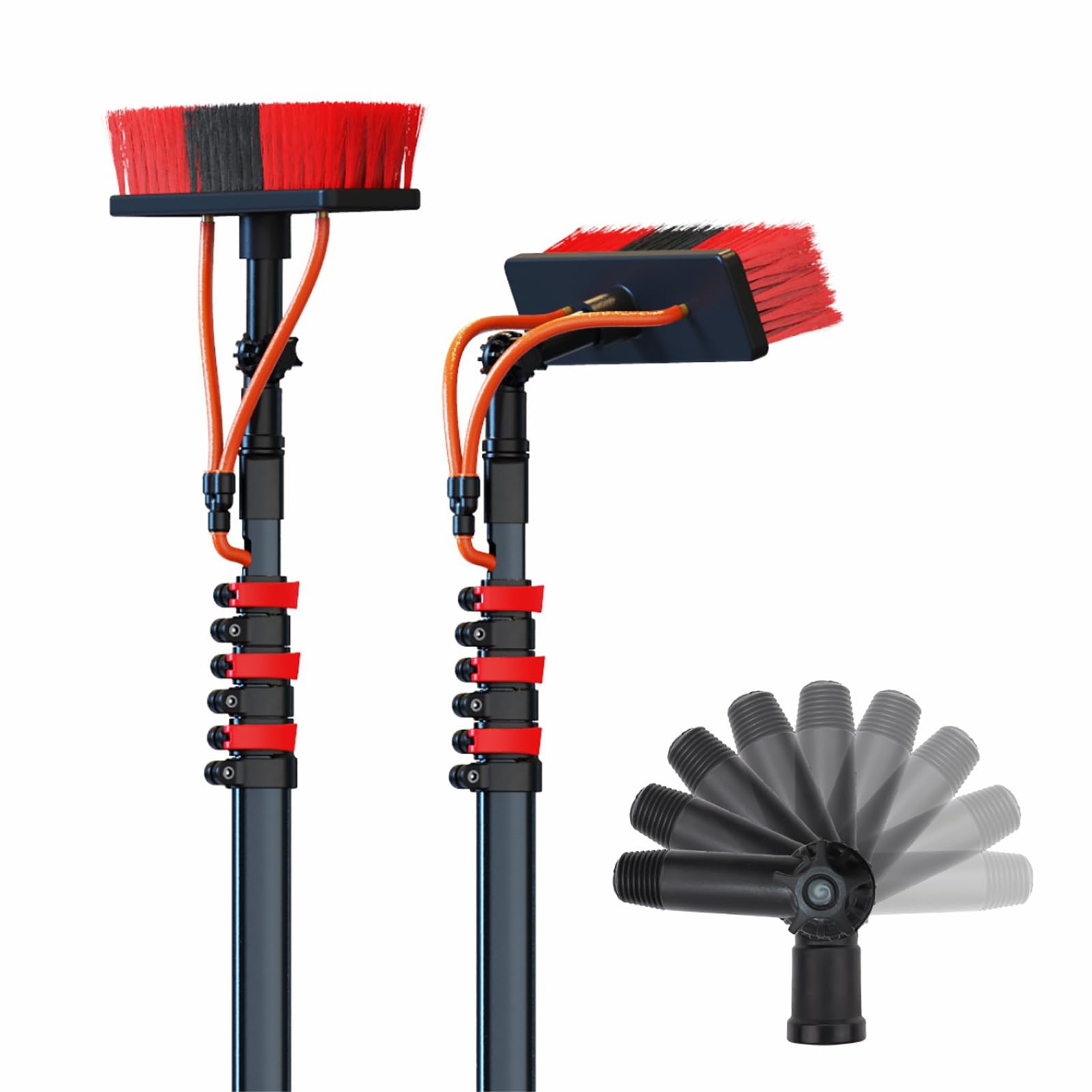 ASerZenith 24Ft Water Fed Pole Kit - Telescopic Brush For Window & Solar Panel Cleaning, Ideal For Efficient Washing & Maintenance Of Windows, Solar Systems & More,Size-18Ft/5.4M