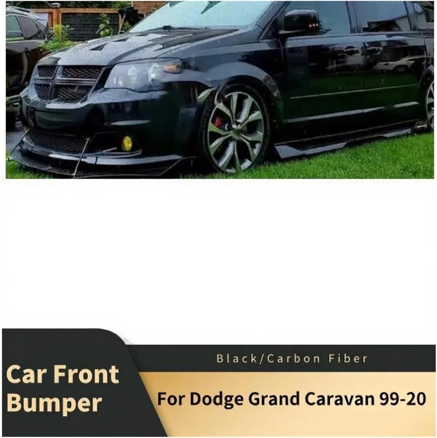 Front Bumper Lip Splitter Spoiler Compatible for Dodge Grand Caravan 1999-2020 Car Diffuser Lower Bumper Body Trim Scratch Protector Black(Carbon Fiber Pattern)