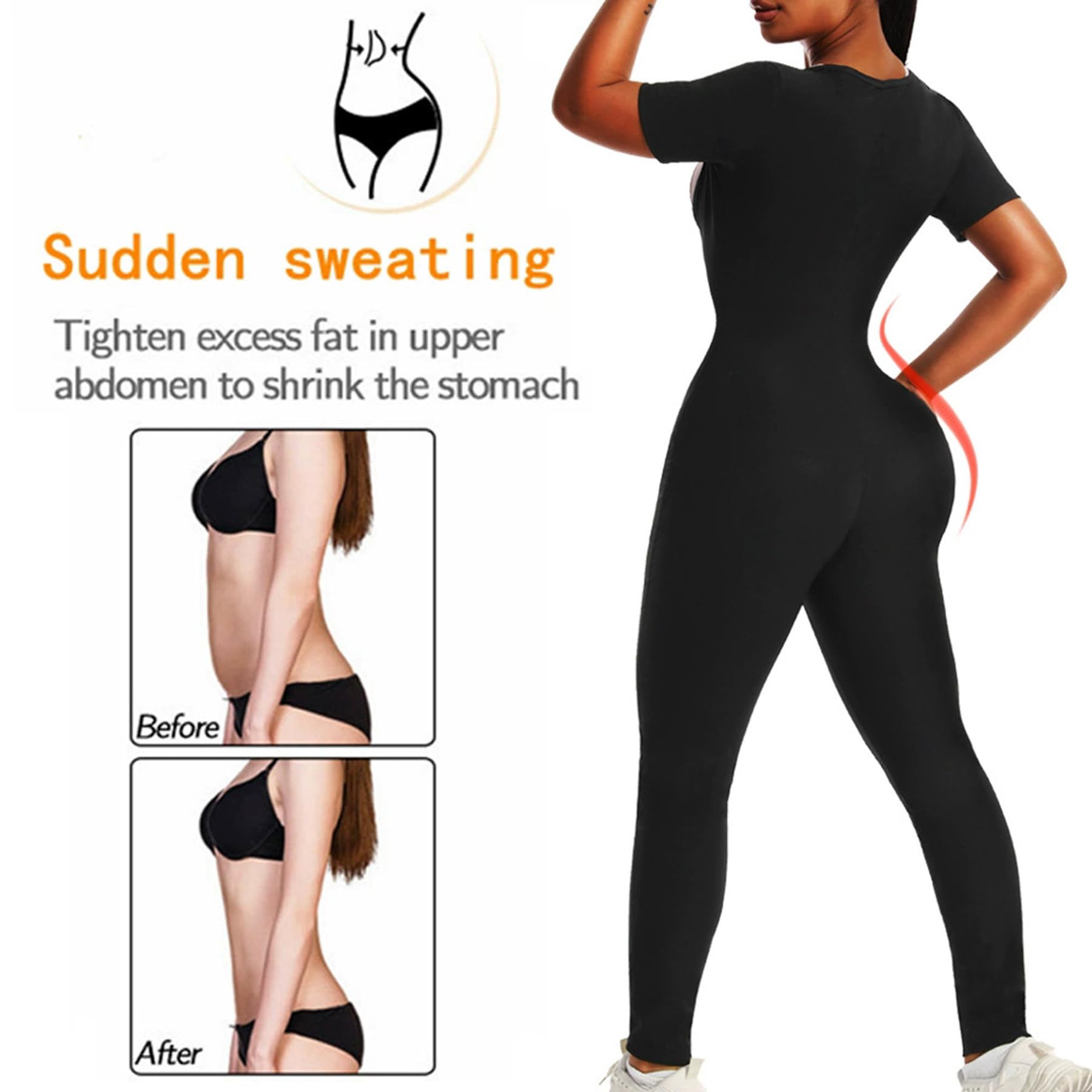 Vêtements De Sudation Femme, Body pour Femmes, Gilet De Sudation 3 en 1 Entraîneur De Taille pour Femme, Combinaison Sudation Femme Amincissant Sportswear Fitness Body Shaper