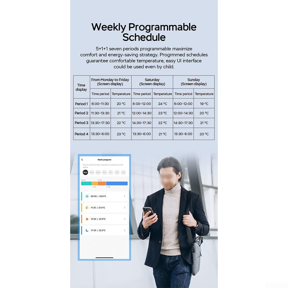 Valvola termostatica per termosifone, controllo intelligente del riscaldamento programmabile, programmazione settimanale, controllo vocale e app, monitoraggio energetico per comfort domestico (2 pezzi