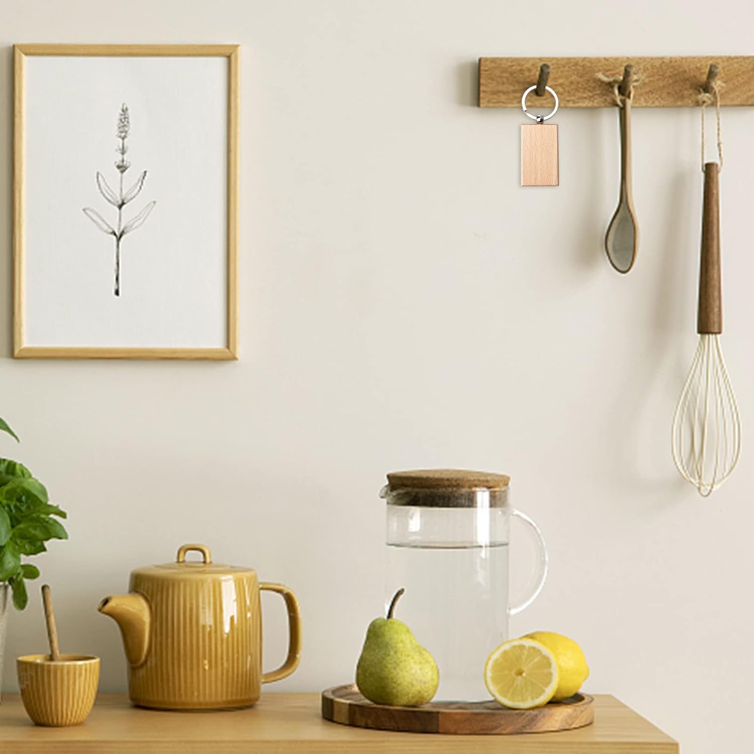 20 Pieces Blank Wooden Key Chain, Rectangle Wood Blanks for Key Chains, Wood Engraving Blanks for DIY Gift Crafts - Image 6