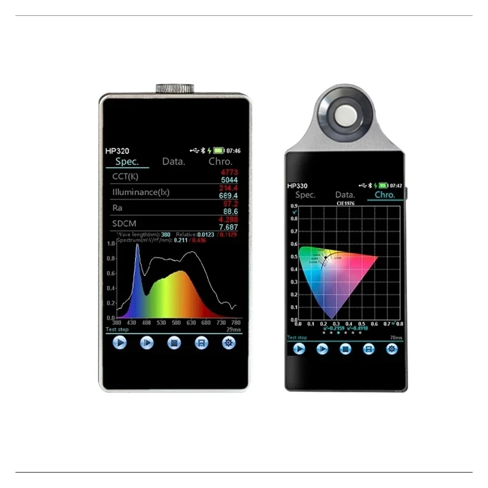 Analizador de espectro portátil HP320/330, 380-780 nm, iluminómetro espectral de alta precisión, irradiador de longitud de onda de temperatura de color de laboratorio Flexibilidad de medición(HP330)